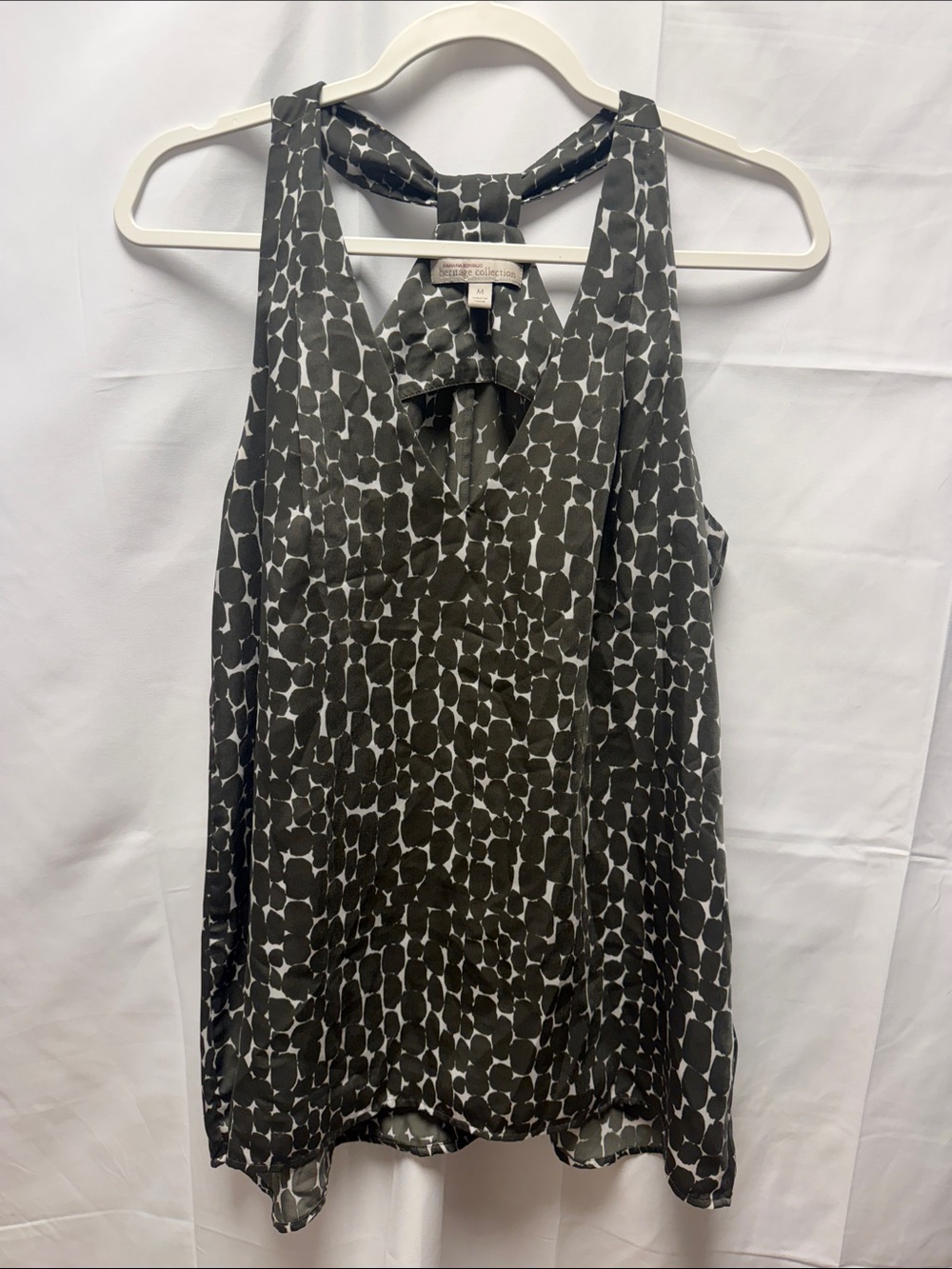 Banana Republic Black & White Printed Tie-Back Tank